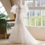 Fashion White Beading Pearl Sequins Birthday Flower Girl Dresses 2025 Ball Gown V-Neck Puffy Short Sleeve Backless Sweep Train