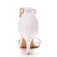 Sexy White Pearl Wedding Shoes 2023 Ankle Strap 7 cm Stiletto Heels Open / Peep Toe Wedding Sandals High Heels