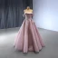 High-end Sage Green Beading Prom Dresses 2024 Ball Gown Off-The-Shoulder Sleeveless Backless Floor-Length / Long Prom Formal Dresses