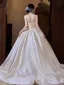 Vintage Ivoor Satijn Trouwjurken 2025 Baljurk Strapless Mouwloos Ruglooze Sweep Trein