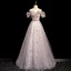 Élégant Rougissant Rose Appliques Paillettes Robe De Bal 2024 Princesse De l'épaule Manches Courtes Dos Nu Longue Promo Robe De Ceremonie