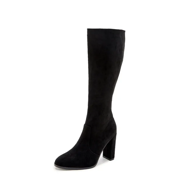Fashion Brown Street Wear Winter Fall Womens Boots 2023 9 cm Thick Heels Pointed Toe Womens Boots