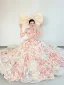 Fée Des Fleurs Multi-Couleurs Appliques Perle Robe De Bal 2025 Robe Boule V-Cou Sans Manches Dos Nu Train De Balayage Promo Robe De Ceremonie