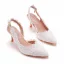Chic / Belle Blanche Perle En Dentelle Fleur Chaussure De Mariée 2022 7 cm Talons Aiguilles À Bout Pointu Mariage Sandales Talons Hauts