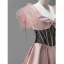 Élégant Rougissant Rose Robe De Bal 2022 Princesse Encolure Carrée Gonflée Manches Courtes Noeud Dos Nu Longue Promo Robe De Ceremonie