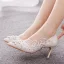 Elegant White Rhinestone Sequins Lace Flower Wedding Shoes 2023 7 cm Stiletto Heels Pointed Toe Wedding Pumps High Heels