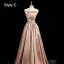 Elegant Khaki Ruffle Satin Prom Dresses 2023 A-Line / Princess Off-The-Shoulder Short Sleeve Backless Floor-Length / Long Prom Formal Dresses