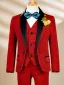 Fall Winter Red Glitter 6-piece Long Sleeve Boys Wedding Suits 2025 Body Jewellery Coat Necklace Pants Shirt Tie