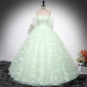 Elegante Saliegroen Pailletten Vlinder Appliques Galajurken 2024 Baljurk Uit De Schouder Korte Mouwen Ruglooze Lange Gala Gelegenheid Jurken