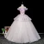Blumenfee Weiß Perle Applikationen Ballkleider 2026 Ballkleid Off Shoulder Kurze Ärmel Rückenfreies