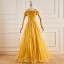Sparkly Yellow Sequins Rhinestone Prom Dresses 2023 Ball Gown Off-The-Shoulder Sleeveless Backless Floor-Length / Long Prom Formal Dresses