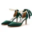 Charmant Noire Soirée Perle Bride Cheville Noeud Sandales Femme 2023 7 cm Talons Aiguilles À Bout Pointu Sandales Talons Hauts