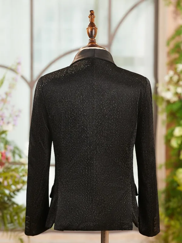 Fall Winter Black 6-piece Long Sleeve Boys Wedding Suits 2025 Body Jewellery Coat Pants Shirt Tie Vest