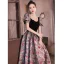 Vintage / Retro Black Prom Dresses 2023 A-Line / Princess Square Neckline Short Sleeve Backless Floor-Length / Long Prom Formal Dresses