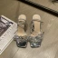 Sexy Silber Strass Schleife Abend Sandalen Damen 2022 Knöchelriemen Peeptoes 9 cm Stilettos Sandaletten Hochhackige