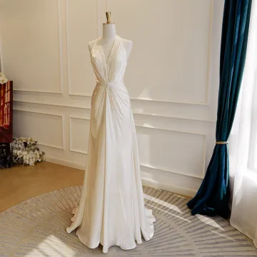 Mode Sexy Ivoire Robe De Soirée 2026 Princesse Titulaire Sans Manches Dos Nu Longue Robe De Ceremonie