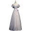 Chic / Belle Bleu Ciel Perlage Paillettes Robe De Bal 2022 Princesse Encolure Carrée Manches Courtes Dos Nu Noeud Ceinture Longue Promo Robe De Ceremonie
