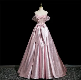 Flower Fairy Blushing Pink Sequins Appliques Prom Dresses 2025 Strapless Sleeveless Backless Floor Length Long Formal Dresses Ball Gown
