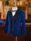 Fashion Royal Blue Sequins Long Sleeve Boys Wedding Suits 2024 Body Jewellery Coat Pants Shirt Tie Vest 6-piece
