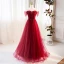 Charming Burgundy Beading Sequins Evening Dresses 2023 A-Line / Princess Off-The-Shoulder Short Sleeve Backless Floor-Length / Long Evening Party Formal Dresses