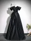 Elegant Black Bow Prom Dresses 2026 Ball Gown Off-The-Shoulder Short Sleeve Backless Floor-Length / Long Formal Dresses