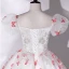 Chic / Beautiful White Prom Dresses 2022 Ball Gown Off-The-Shoulder Butterfly Appliques Sequins Lace Flower Short Sleeve Backless Floor-Length / Long Formal Dresses