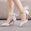 Charmant Noire Soirée Perle Bride Cheville Noeud Sandales Femme 2023 7 cm Talons Aiguilles À Bout Pointu Sandales Talons Hauts