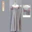 Modest / Simple Blushing Pink Satin Bridesmaid Dresses 2023 A-Line / Princess Off-The-Shoulder Sleeveless Backless Pearl Bow Sash Tea-length Bridesmaid Dresses