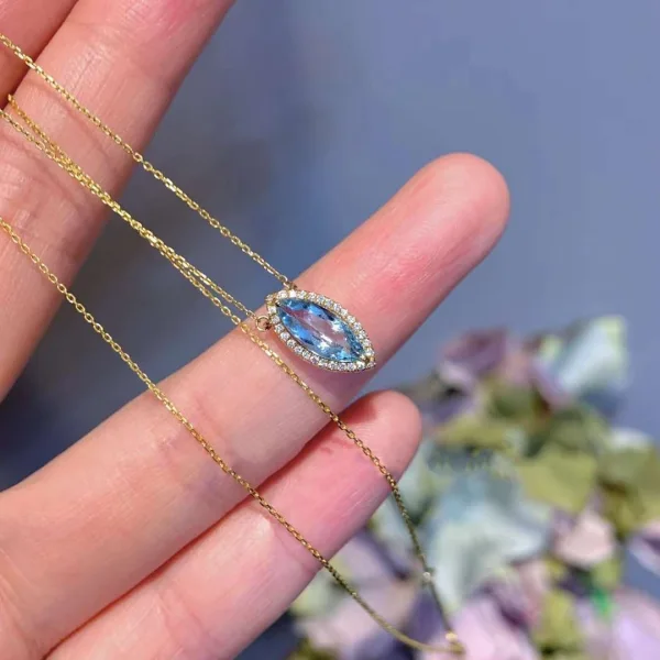 Vintage / Retro Sky Blue Zircon Evening Party Accessories Necklaces 2023