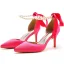 Charmant Noire Soirée Perle Bride Cheville Noeud Sandales Femme 2023 7 cm Talons Aiguilles À Bout Pointu Sandales Talons Hauts