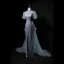 Scintillantes Bleu Ciel Fendue devant Paillettes Robe De Soirée 2024 Trompette / Sirène Col Haut Manches Courtes Longue Soirée Robe De Ceremonie