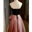 Charmant Pink Strass Ballkleider 2022 A Linie Bandeau Ärmellos Rückenfreies Schleife Lange Festliche Kleider