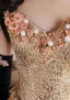 Blomsterfe 3D Lace Blomst Gull Ballkjoler 2024 Prinsesse Kryssede Stropper Lange Kjæreste Uten Ermer Formelle Kjoler