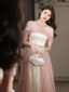 Mode Rougissant Rose Perle Paillettes Robe De Bal 2023 Princesse De l'épaule Sans Manches Dos Nu Longue Promo Robe De Ceremonie