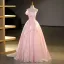 Lovely Candy Pink Prom Dresses 2023 Ball Gown Organza Strapless Sleeveless Backless Floor-Length / Long Prom Formal Dresses