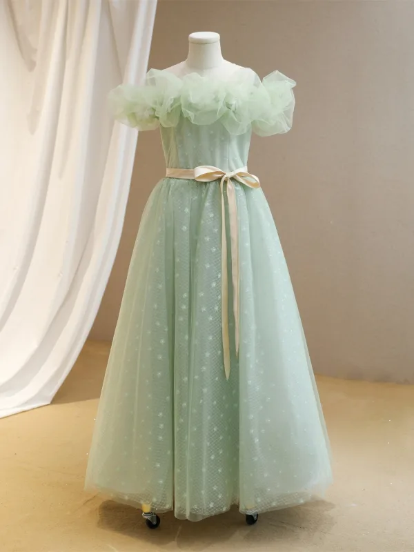 sage green sash for dress Wedtrend Women Sparkly Green Bridesmaid Dress A Line One Shoulder Floor  Length Wedding Party Guest Dress – WEDTREND main image 0