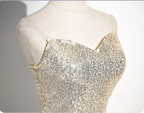 Sexy Glitzernden Champagner Pailletten Abendkleider 2024 Meerjungfrau Spaghettiträger Ärmellos Rückenfreies Lange Abend Festliche Kleider