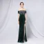Sexy Black Sequins Evening Dresses 2022 Trumpet / Mermaid Off-The-Shoulder Short Sleeve Backless Split Front Floor-Length / Long Prom Formal Dresses