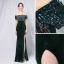 Sexy Black Sequins Evening Dresses 2022 Trumpet / Mermaid Off-The-Shoulder Short Sleeve Backless Split Front Floor-Length / Long Prom Formal Dresses