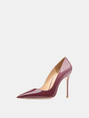 Mode Rose Sombre Cuir Verni Promo Escarpins 2025 10 Cm Talons Aiguilles À Bout Pointu Escarpins Talons Hauts