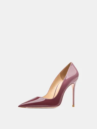Mode Rose Sombre Cuir Verni Promo Escarpins 2025 10 Cm Talons Aiguilles À Bout Pointu Escarpins Talons Hauts