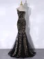Sparkly Black Gold Sequins Evening Dresses 2024 Trumpet / Mermaid Strapless Sleeveless Backless Floor-Length / Long Evening Party Formal Dresses