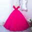 Fancy Fuchsia Beading Butterfly Sequins Prom Dresses 2024 Ball Gown High Neck Long Sleeve Backless Floor-Length / Long Prom Formal Dresses
