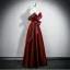 Charming Burgundy Prom Dresses 2025 A-Line / Princess Strapless Sleeveless Backless Floor-Length / Long Formal Dresses