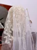 Vintage / Retro White Beading Sequins Lace Wedding Veils 2024