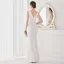 Chic / Beautiful White Satin Evening Dresses 2022 Trumpet / Mermaid V-Neck Sleeveless Backless Rhinestone Split Front Floor-Length / Long Evening Party Formal Dresses