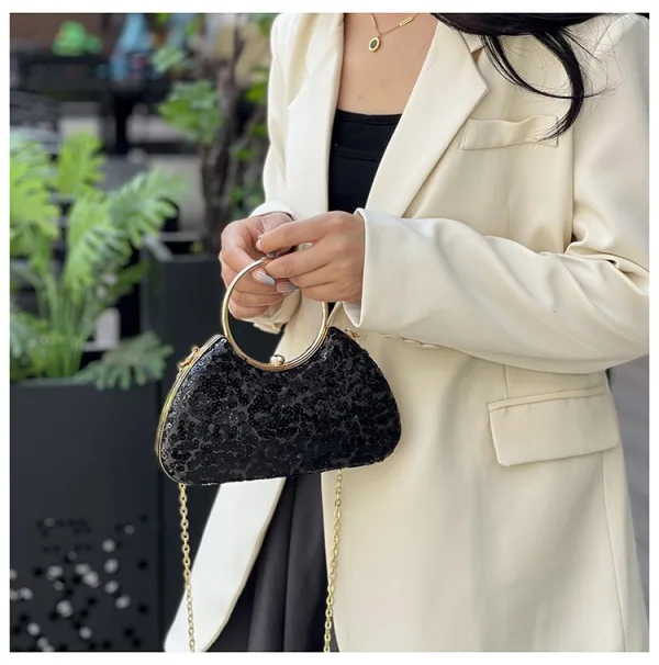 Sparkly Sølv Paljetter Aften Clutch Veske 2025