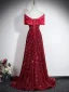 Sparkly Black Gold Sequins Evening Dresses 2026 A-Line / Princess Off-The-Shoulder Short Sleeve Backless