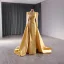 High-end Vintage / Retro Gold Sequins Trumpet / Mermaid Prom Dresses 2024 High Neck Long Sleeve Backless Sweep Train Prom Formal Dresses