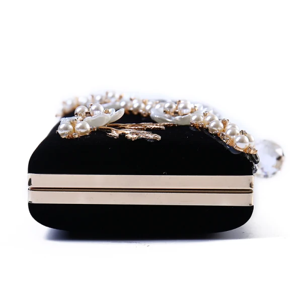 Vintage / Originale Noire Perle Faux Diamant Soirée Pochette 2023